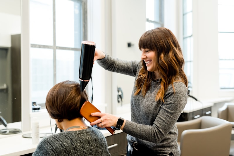 A blow dry in progress