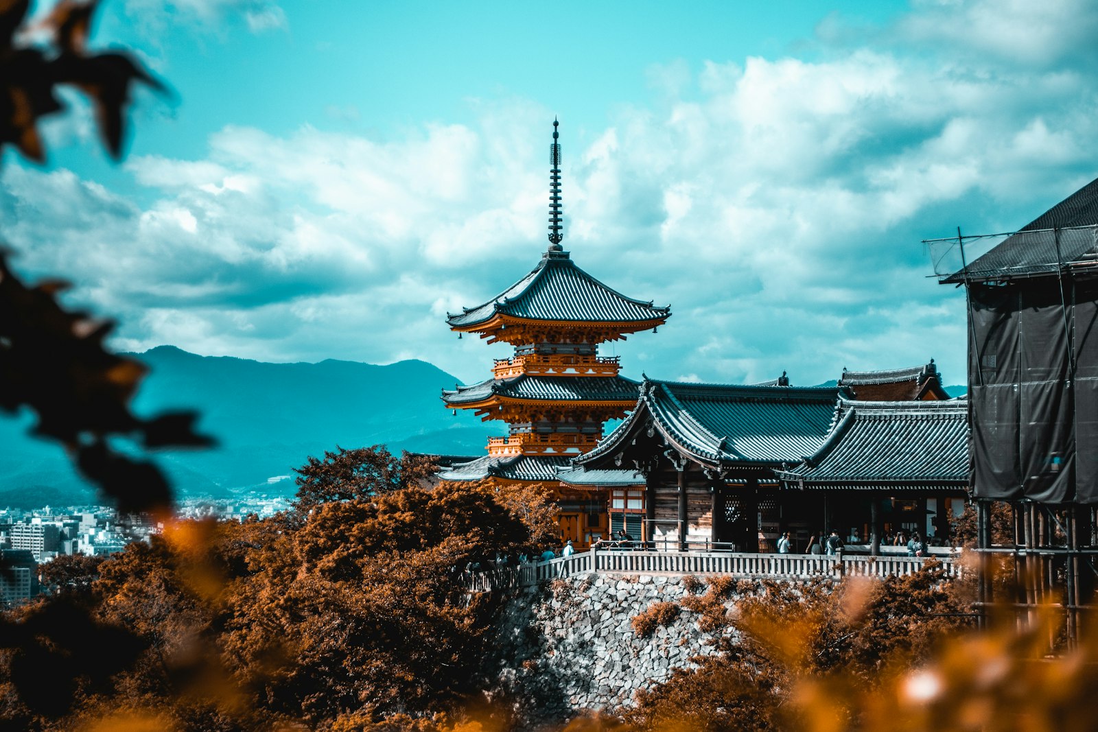 A Kyoto pagoda among autumn trees