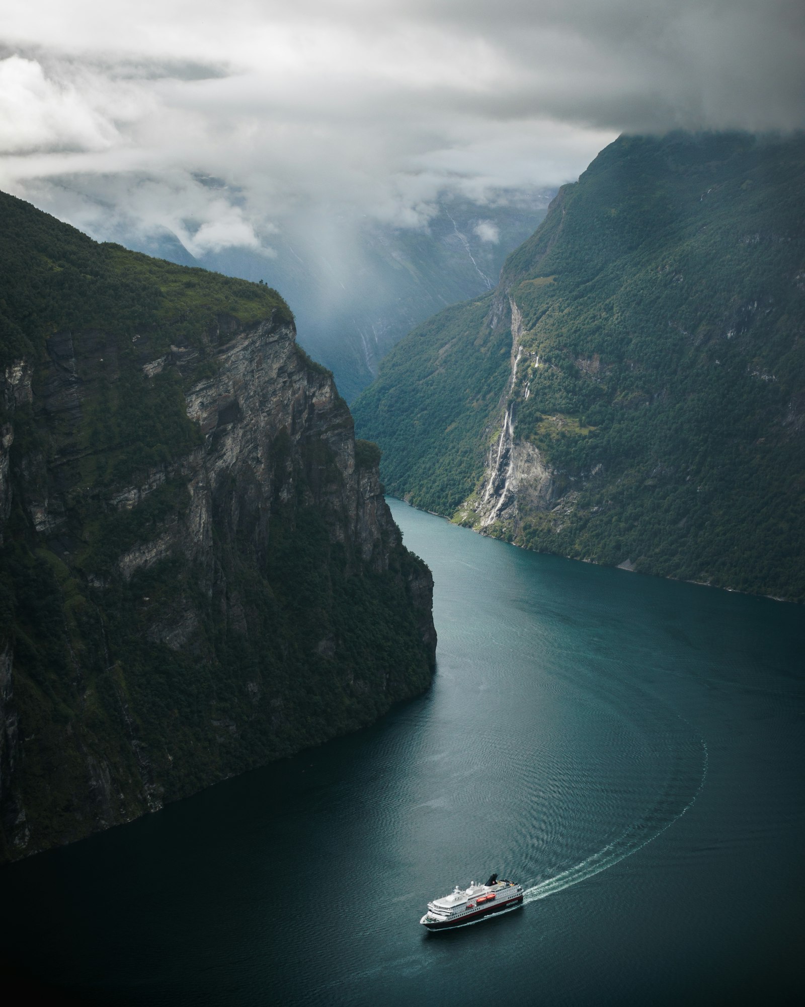 A Norwegian fjord between sheer cliffs