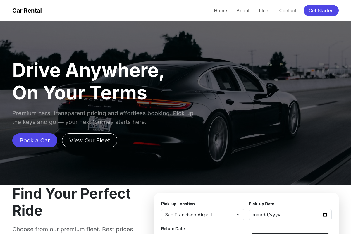 Car Rental website template
