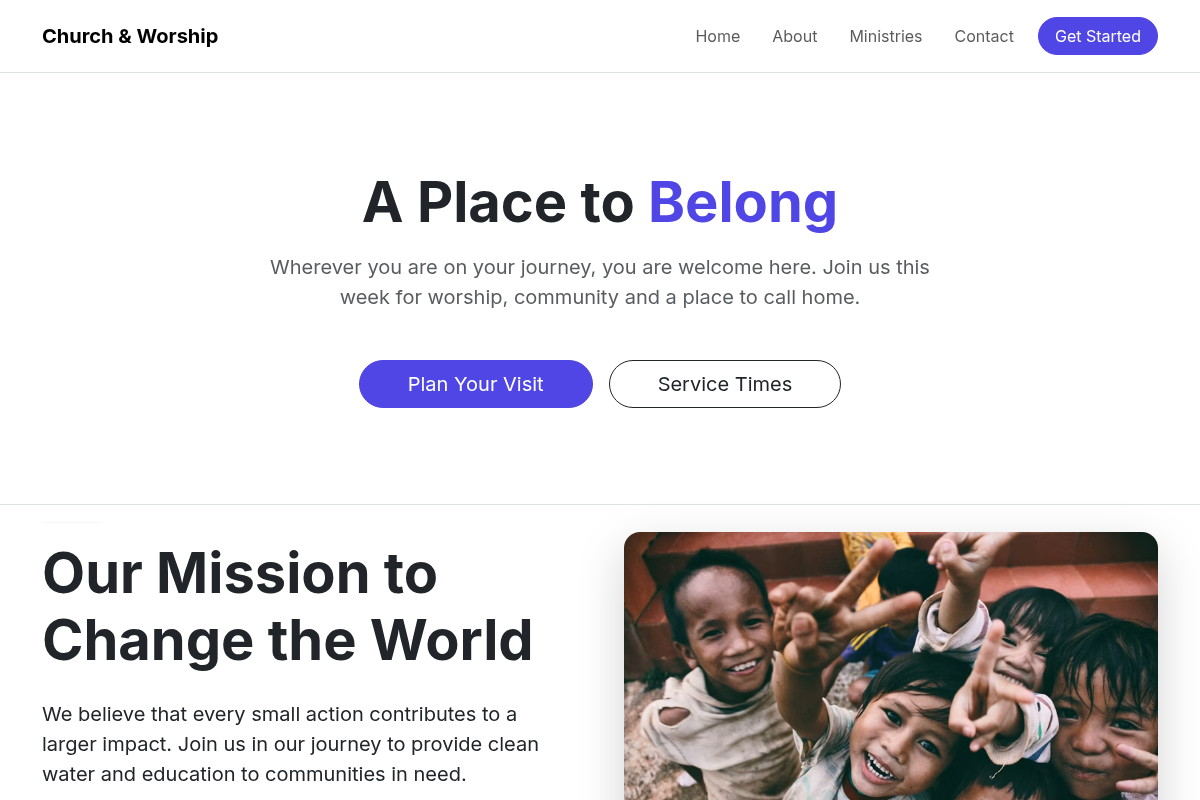 Church & Worship website template