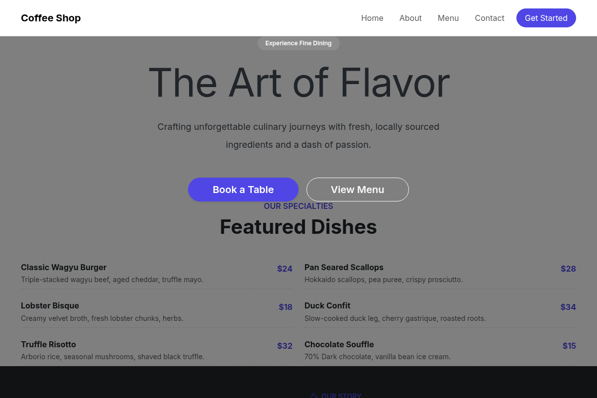 Coffee Shop website template