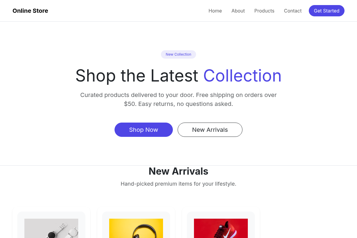 Online Store website template