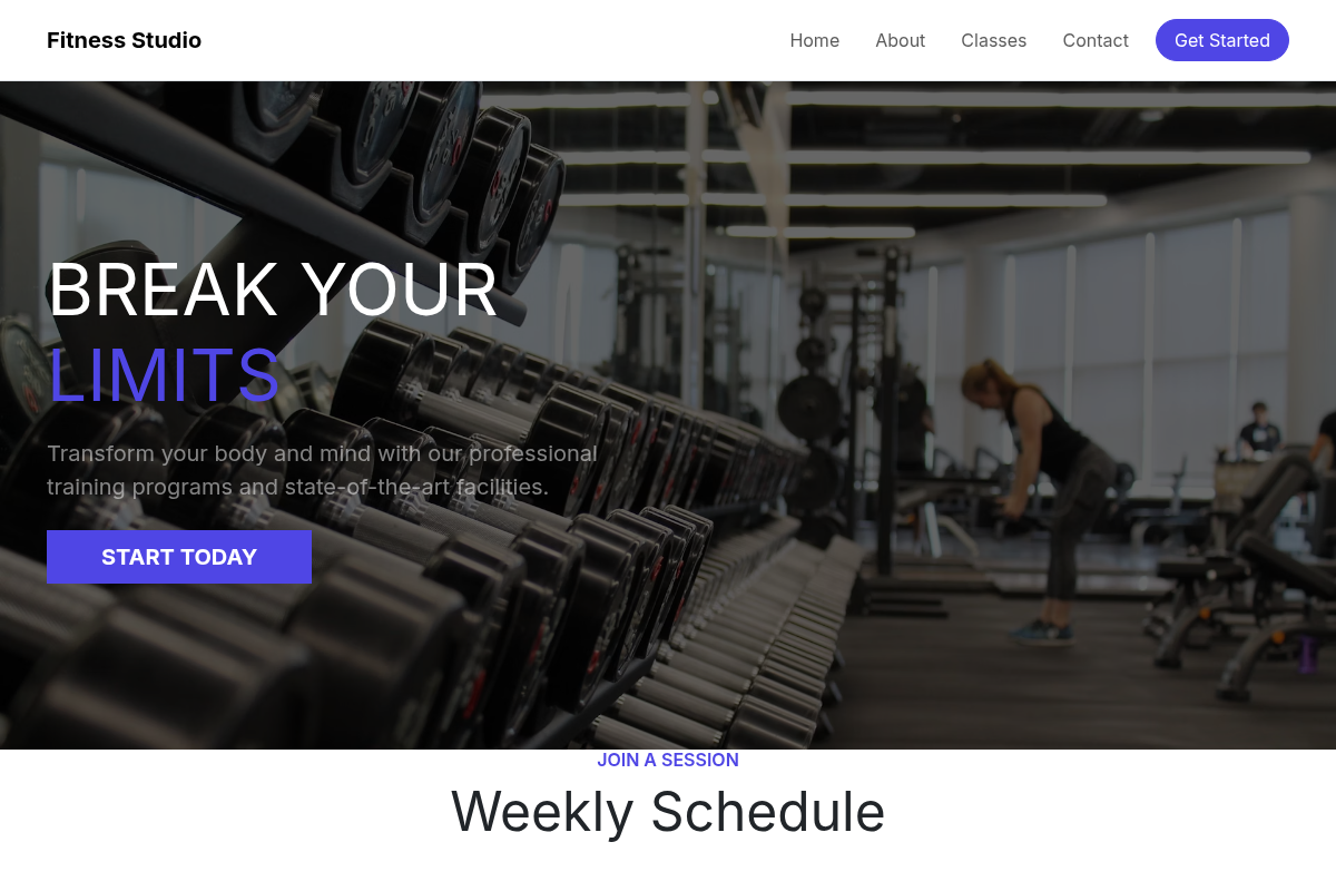 Fitness Studio website template