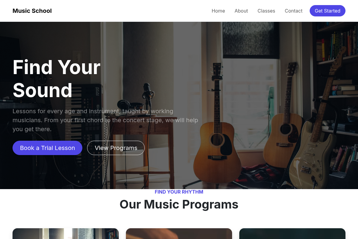 Music School website template