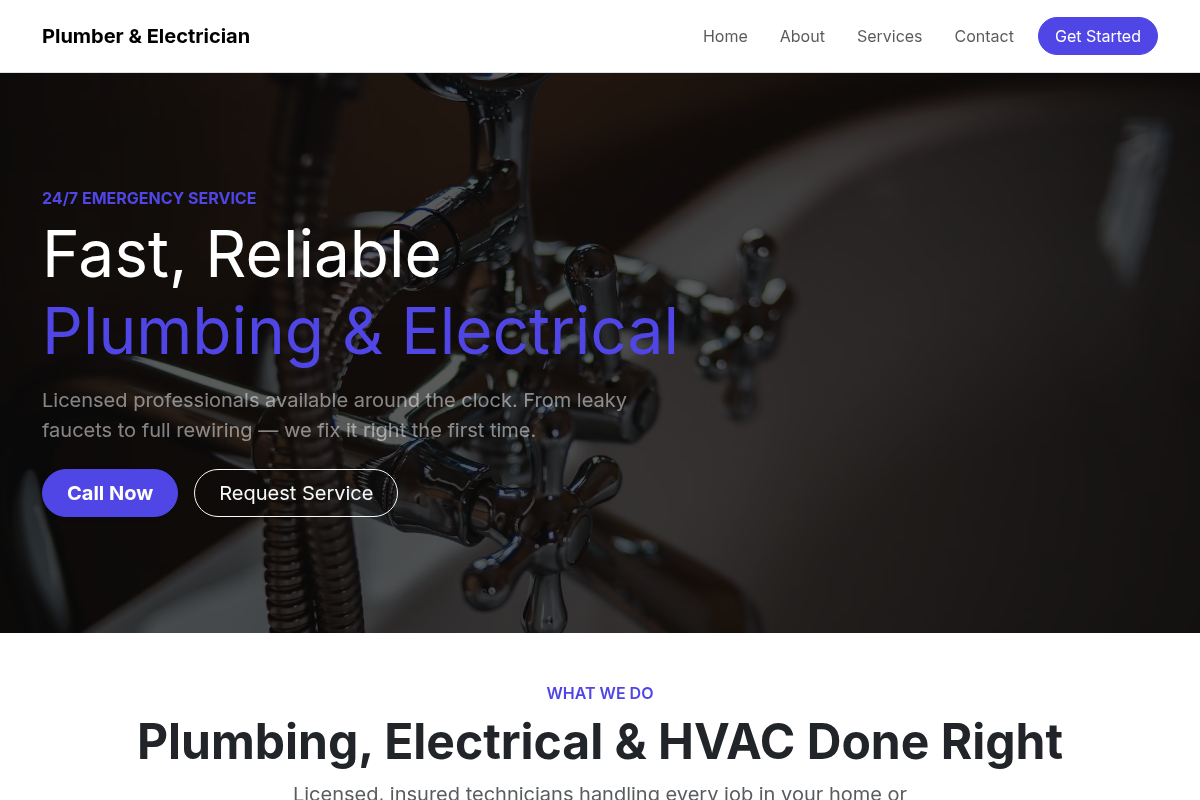 Plumber & Electrician website template