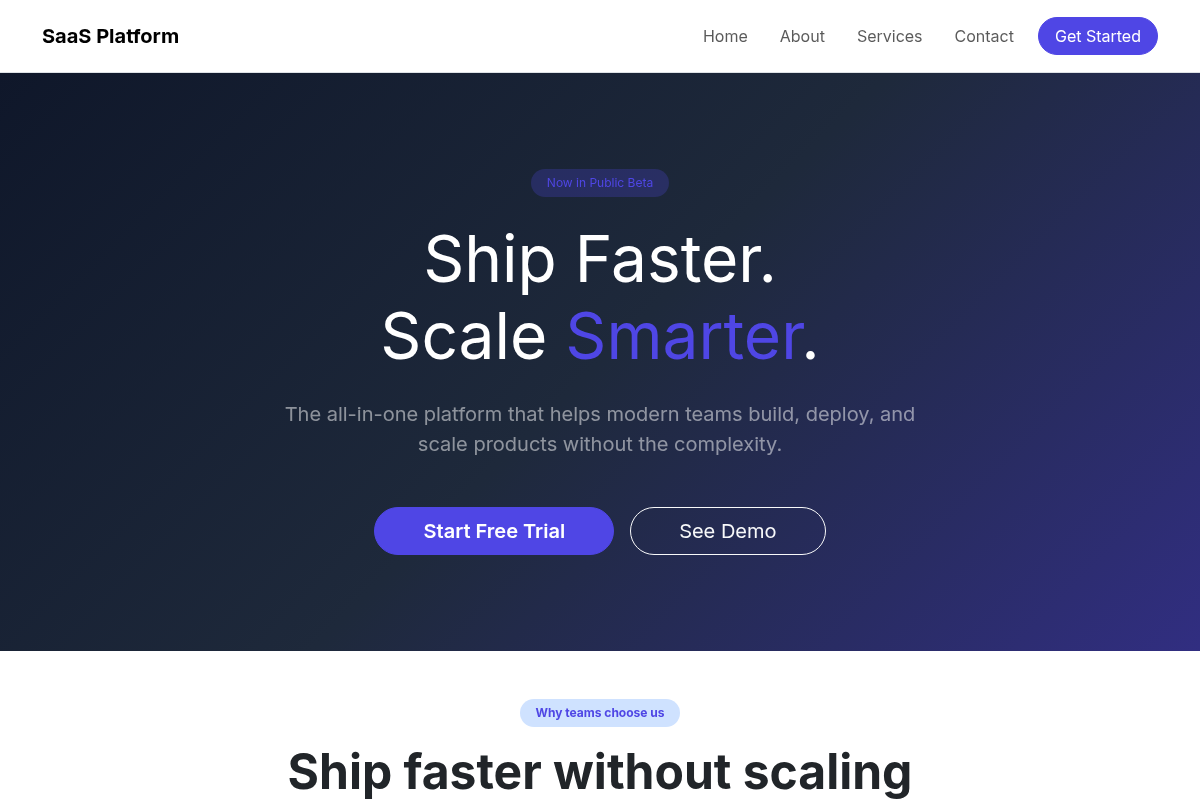 SaaS Platform website template