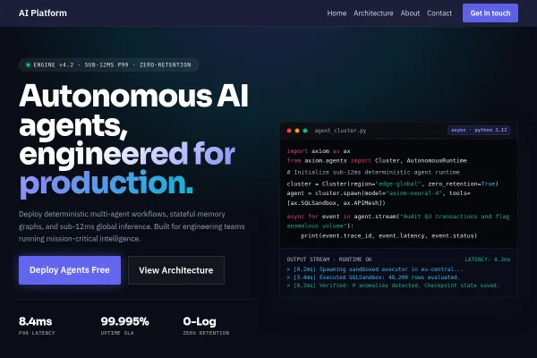AI Platform website template