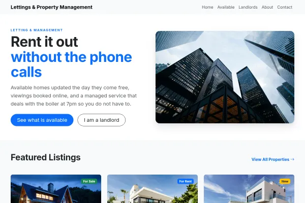 Lettings & Property Management website template