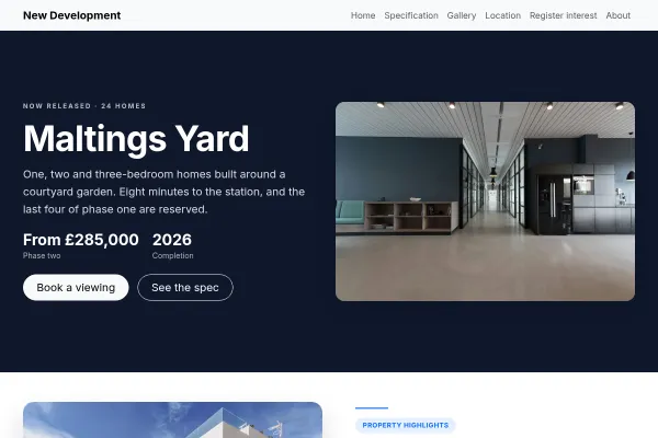 New Development website template
