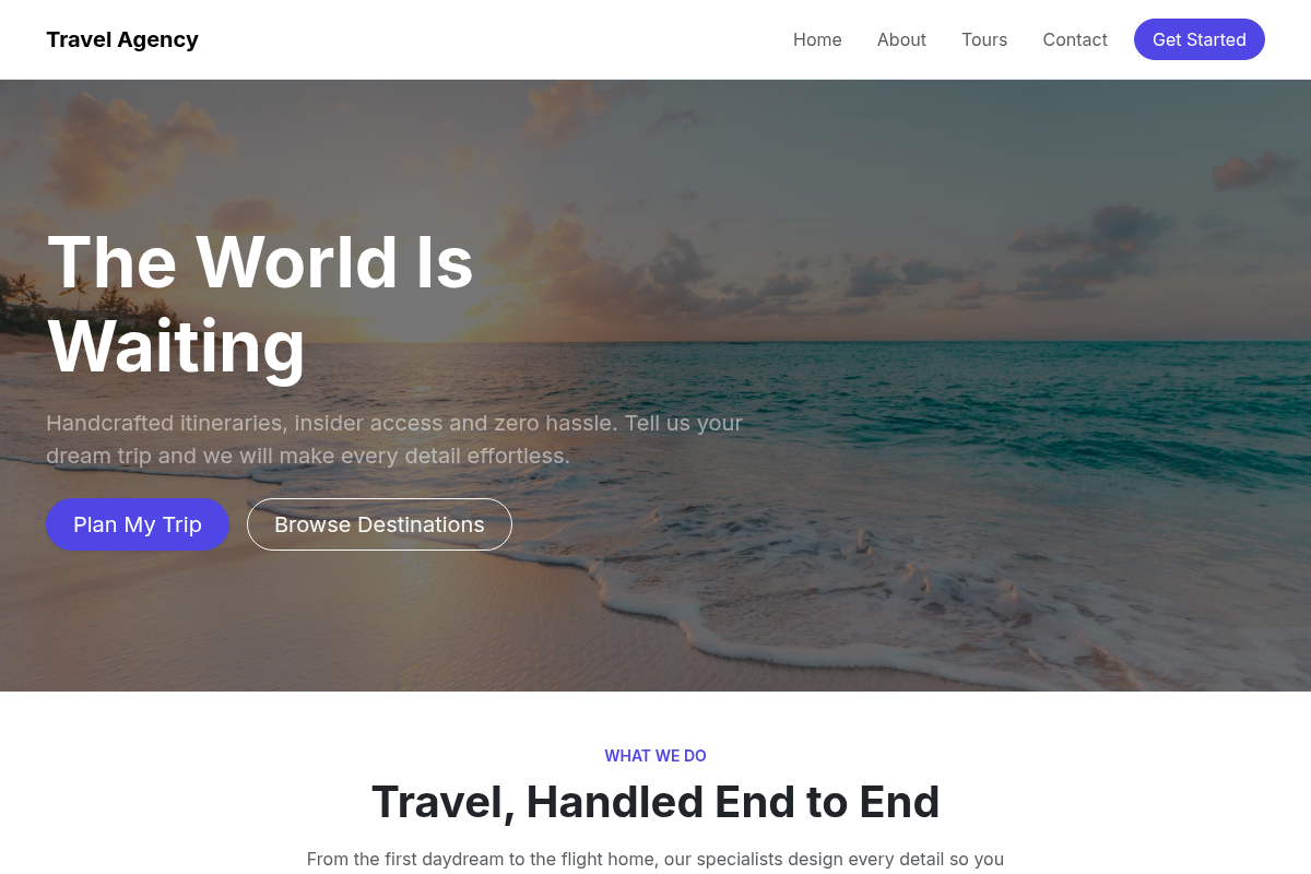 Travel Agency website template
