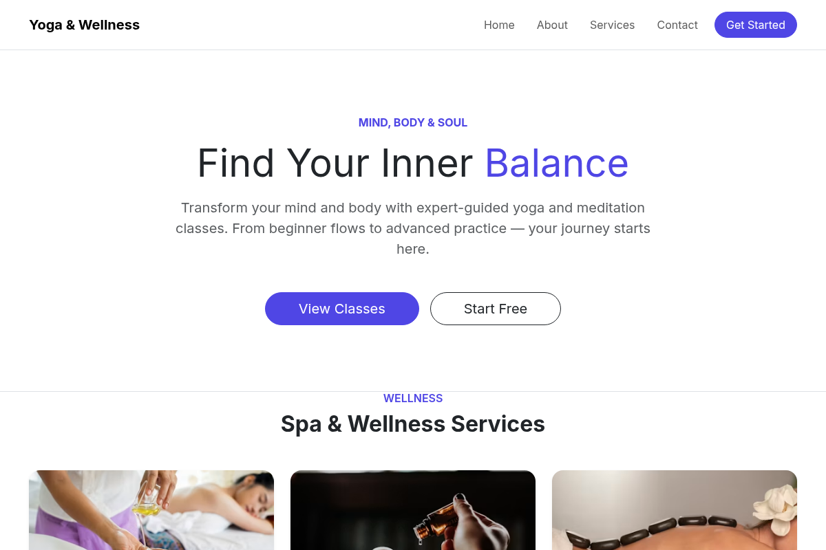 Yoga & Wellness website template